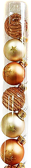 Μπάλες γυάλινες 6τεμ. 3εκ. - καφέ, χρυσές  ΚΩΔ. 0049