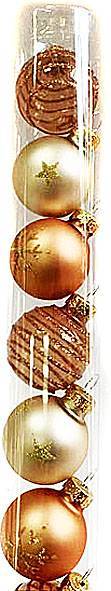 Μπάλες γυάλινες 6τεμ. 3εκ. - καφέ, χρυσές  ΚΩΔ. 0049