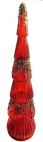 Γυάλινο δέντρο με φως - κόκκινο 9Χ34εκ.  ΚΩΔ. 0113