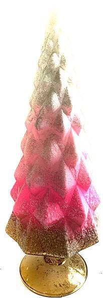 Γυάλινο δέντρο με φως - ροζ/χρυσό 11Χ30εκ.  ΚΩΔ. 0121