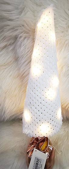 Χριστουγεννιάτικο διακοσμητικό λευκό χνουδωτό δέντρο με φως - 48εκ.