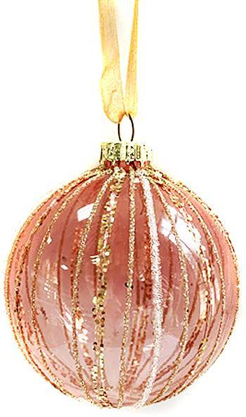 Γυάλινη μπάλα - ροζ με χρυσό 6εκ.  ΚΩΔ. 0063