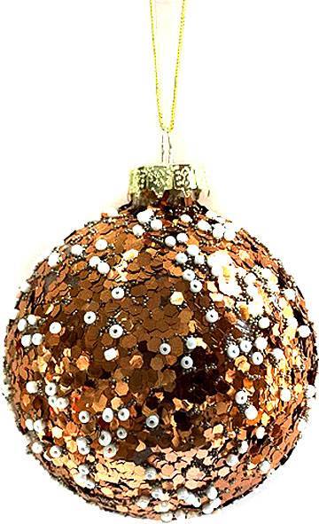Γυάλινη μπάλα - μπρονζέ με παγέτες 6εκ.  ΚΩΔ. 0083