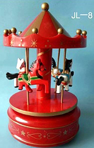 Καρουζέλ ξύλινο - κόκκινο/χρυσό 10,5x10,5εκ.  ΚΩΔ. 0169