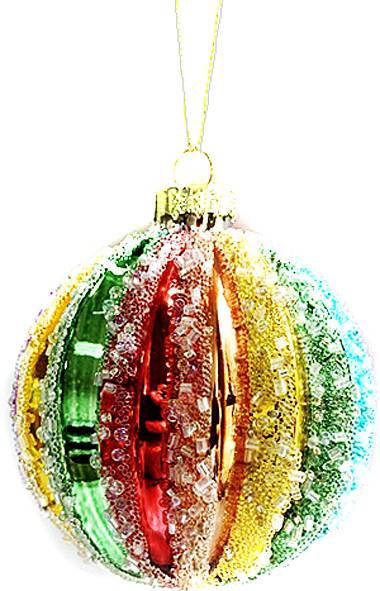 Γυάλινη μπάλα - πολύχρωμη με χάντρες 6εκ.  ΚΩΔ. 0111