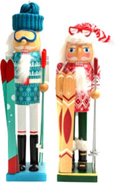 καρυοθραύστης ξύλινος με ρούχα για σκι - γαλάζιο/κόκκινο 38εκ. 1τεμ.  ΚΩΔ. 0147