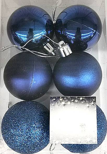 Σετ Χριστουγεννιάτικες Μπάλες Σκούρο Μπλε - 5cm (6 τεμ.)