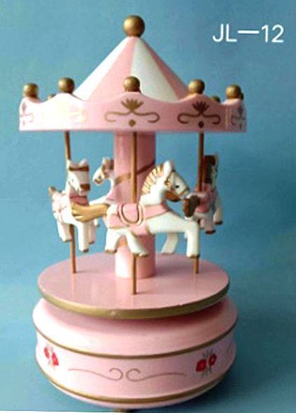 Καρουζέλ ξύλινο - ροζ/άσπρο 10,5x10,5εκ.  ΚΩΔ. 0171