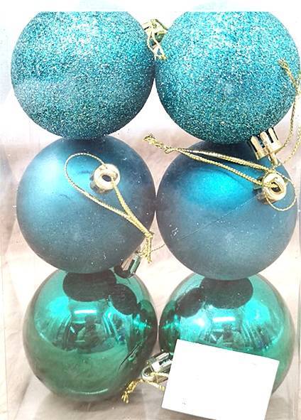 Σετ Χριστουγεννιάτικες Μπάλες Τυρκουάζ - 5cm (6 τεμ.)