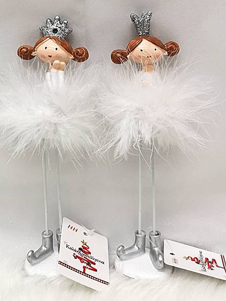 Χριστουγεννιάτικο Διακοσμητικό Μικρή Πριγκίπισσα με Κορώνα και Λευκά Φτερά (1 τεμ.)