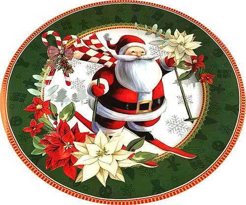 Χριστουγεννιάτικη Πιατέλα 23εκ. με Άγιο Βασίλη και Αλεξανδρινά