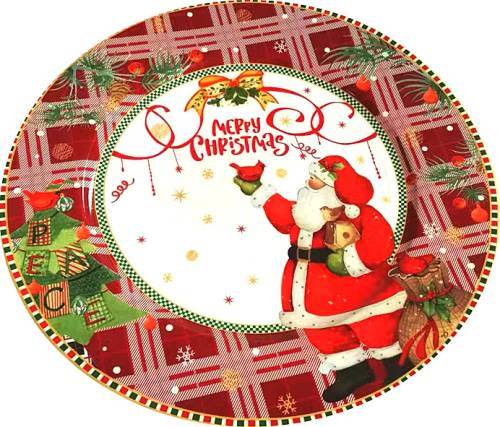 Χριστουγεννιάτικη Πιατέλα  με Σχέδιο Άγιο Βασίλη 35εκ.