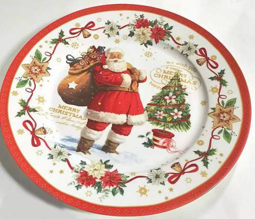 Χριστουγεννιάτικη Πιατέλα Άγιος Βασίλης & Δέντρο 35εκ.