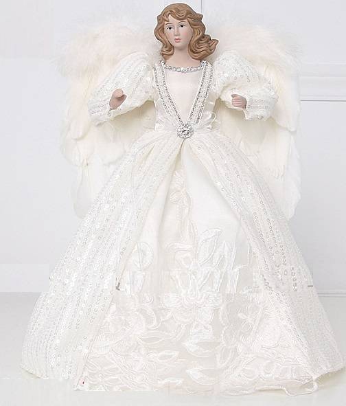 Χριστουγεννιάτικο Διακοσμητικό Άγγελος με Λευκή Φορεσιά και Φτερά