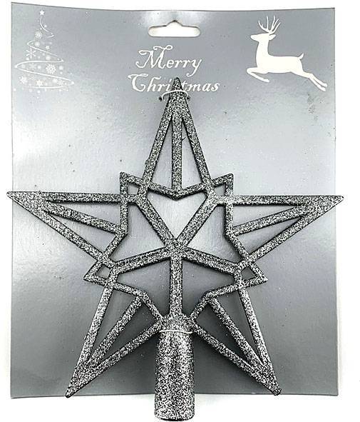 Κορυφή Δέντρου Ασημί Αστέρι - 25 εκ.