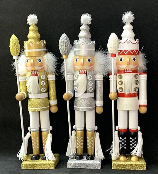 καρυοθραύστης ξύλινος - χρυσό/ασημί/άσπρο 46εκ. 1τεμ.  ΚΩΔ. 0164