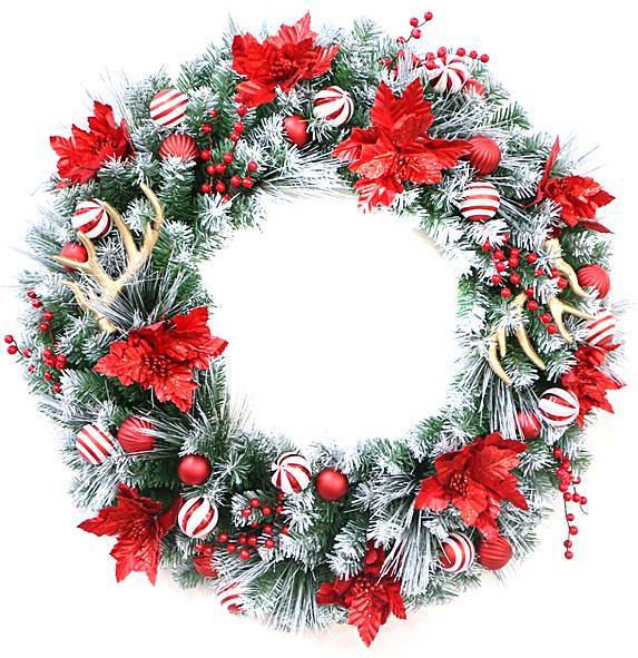 Χριστουγεννιάτικο στεφάνι - κόκκινο/άσπρο 50εκ.