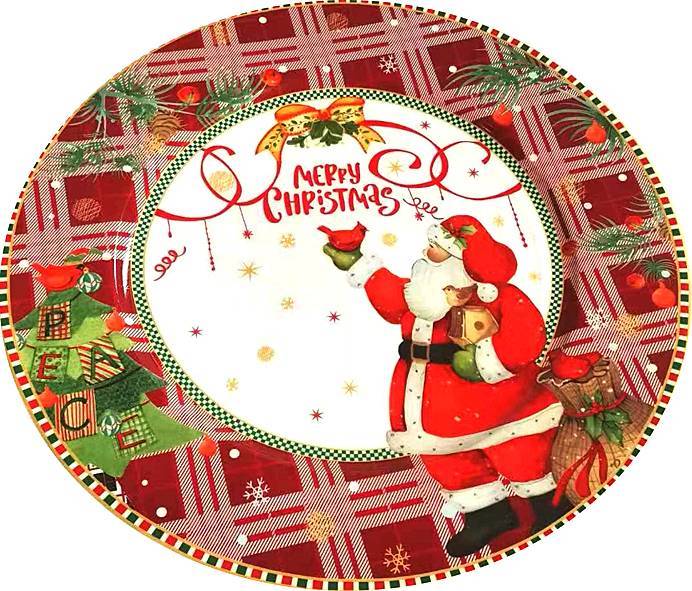 Χριστουγεννιάτικη Πιατέλα  με Σχέδιο Άγιο Βασίλη 35εκ.