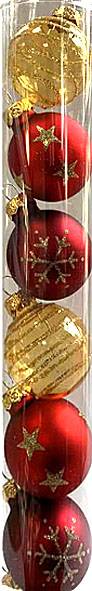 Μπάλες γυάλινες 6τεμ. 3εκ. - κόκκινες, χρυσές ΚΩΔ. 0048