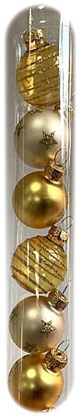 Μπάλες γυάλινες 6τεμ. - χρυσές 3εκ.  ΚΩΔ. 0050