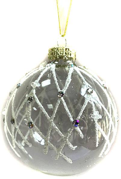 Γυάλινη μπάλα - διάφανη με σχέδια 8εκ.  ΚΩΔ. 0058
