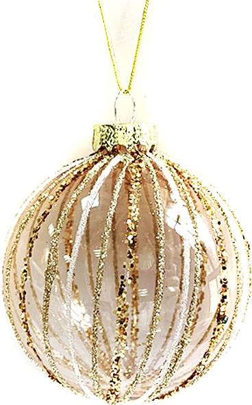Γυάλινη μπάλα - διάφανη με χρυσά σχέδια 8εκ.  ΚΩΔ. 0078