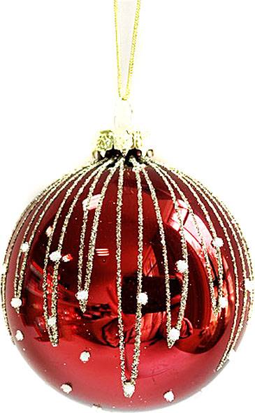Γυάλινη μπάλα - κόκκινη γυαλιστερή 8εκ.  ΚΩΔ. 0086