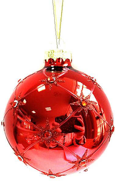 Γυάλινη μπάλα - κόκκινη γυαλιστερή 8εκ.  ΚΩΔ. 0090