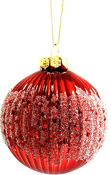 Γυάλινη μπάλα - κόκκινη με εφέ πάγου 8εκ.  ΚΩΔ. 0094
