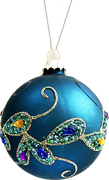 Γυάλινη μπάλα - μπλε ματ με πέτρες 8εκ.  ΚΩΔ. 0104