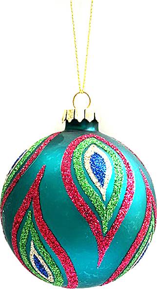 Γυάλινη μπάλα - γαλάζια με σχέδια 8εκ.  ΚΩΔ. 0106