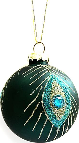 Γυάλινη μπάλα - πράσινη με σχέδια 6εκ.  ΚΩΔ. 0107