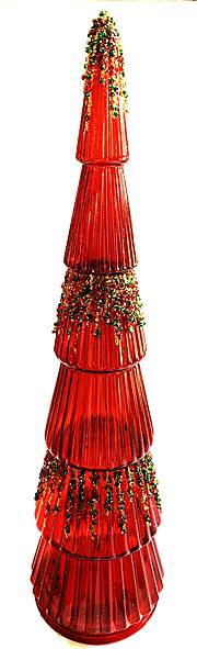 Γυάλινο δέντρο με φως - κόκκινο 9Χ34εκ.  ΚΩΔ. 0113