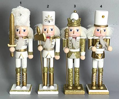 καρυοθραύστης ξύλινος - άσπρο/χρυσό 18εκ. 1τεμ.  ΚΩΔ. 0162