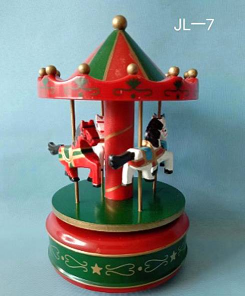 Καρουζέλ ξύλινο - κόκκινο/πράσινο 10,5x10,5εκ.  ΚΩΔ. 0168