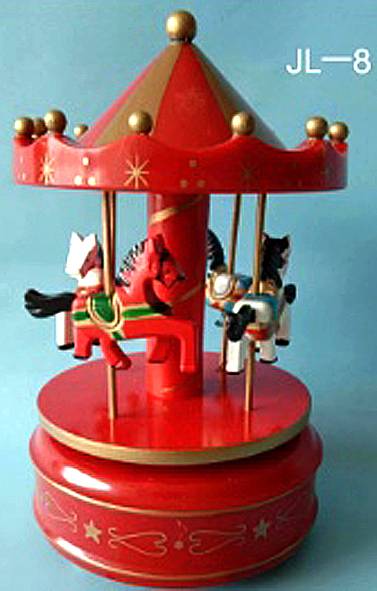 Καρουζέλ ξύλινο - κόκκινο/χρυσό 10,5x10,5εκ.  ΚΩΔ. 0169