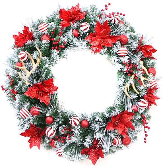 Χριστουγεννιάτικο στεφάνι - κόκκινο/άσπρο 80εκ.