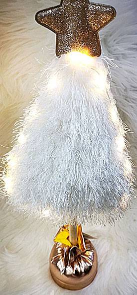 Χριστουγεννιάτικο διακοσμητικό - χνουδωτό άσπρο δέντρο με φως  48εκ.