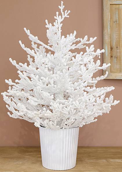 Χριστουγεννιάτικο Δέντρο 60εκ. με Εφέ Χιονιού σε Λευκή Γλάστρα