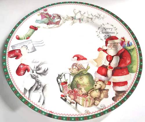 Χριστουγεννιάτικη Πιατέλα Άγιος Βασίλης & Γιορτινά Σχέδια 35εκ.