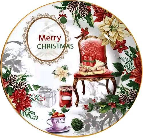 Χριστουγεννιάτικη Πιατέλα "Merry Christmas" με Καρέκλα και Διακοσμητικά 35εκ.