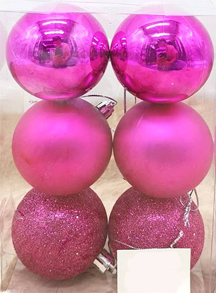 Σετ Χριστουγεννιάτικες Μπάλες Φούξια - 6cm (6 τεμ.)