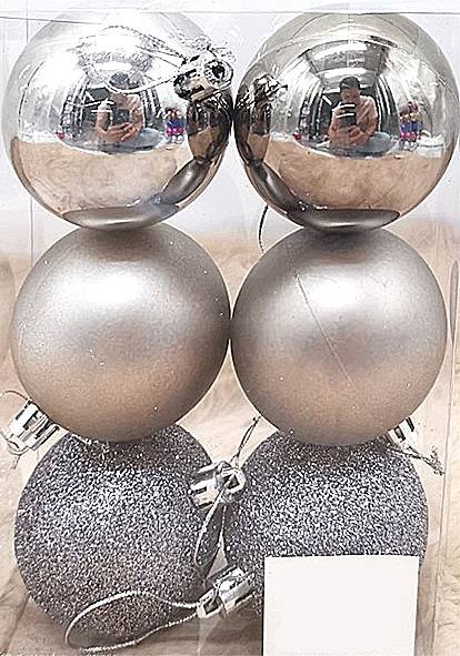 Σετ Χριστουγεννιάτικες Μπάλες Σκούρο Ασημί - 5cm (6 τεμ.)