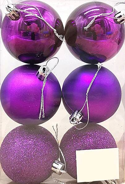 Σετ Χριστουγεννιάτικες Μπάλες Μωβ - 5cm (6 τεμ.)