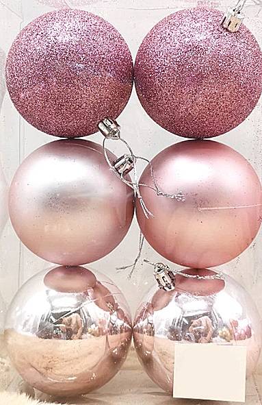 Σετ Χριστουγεννιάτικες Μπάλες Ροζ - 6cm (6 τεμ.)