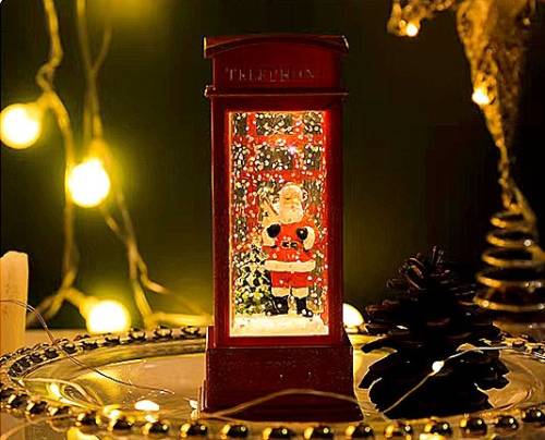 Χριστουγεννιάτικο Διακοσμητικό Τηλεφωνικός Θάλαμος με Μουσική και Φως