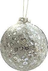 Γυάλινη μπάλα - ασημένια με παγέτες 8εκ.  ΚΩΔ. 0056