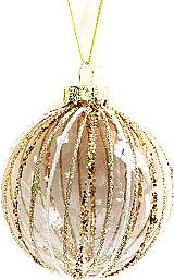Γυάλινη μπάλα - διάφανη με χρυσά σχέδια 8εκ.  ΚΩΔ. 0078