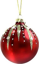Γυάλινη μπάλα - κόκκινη ματ με χρυσό σχέδιο 8εκ.  ΚΩΔ. 0092