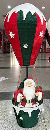Αερόστατο με Άγιο Βασίλη - κόκκινο/πράσινο χιονισμένο 80εκ.